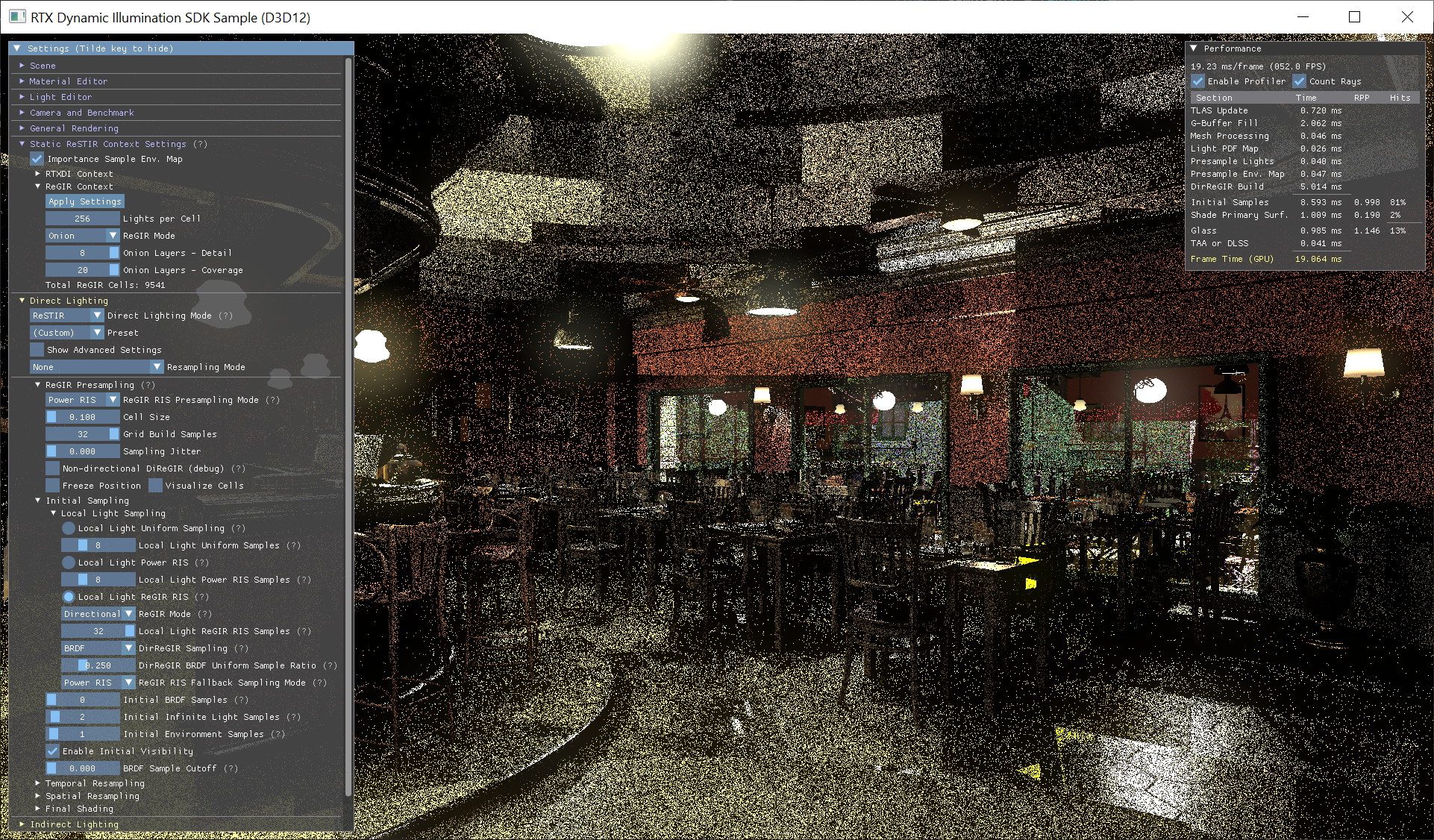 Directional ReGIR with small cells and increased sample counts